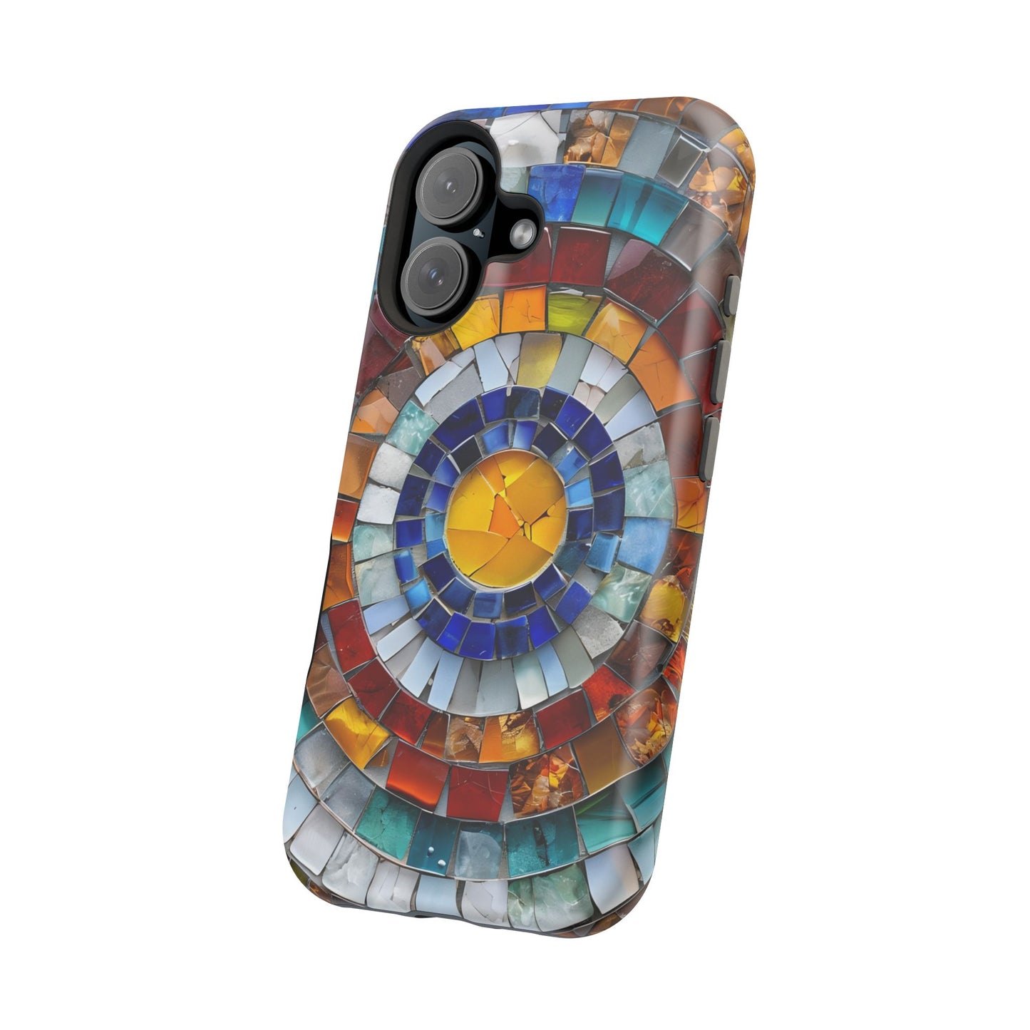 Magnetic Mosaic Phone Case, Trendy iPhone Case, Unique Design, Faux Stained Glass, Custom Phone Cover, Wireless Charging