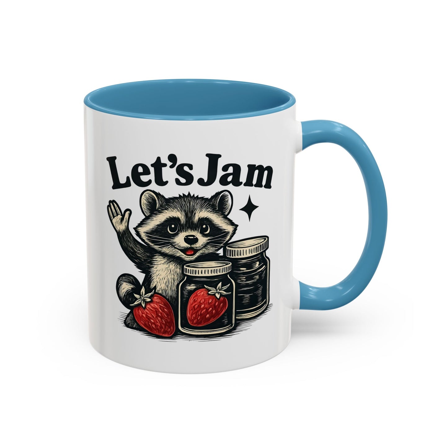 Let's Jam Raccoon Coffee Mug, Strawberry Mug, Cute Summer Mug, Raccoon Strawberry Mug, Funny Raccoon Mug, Trending Now