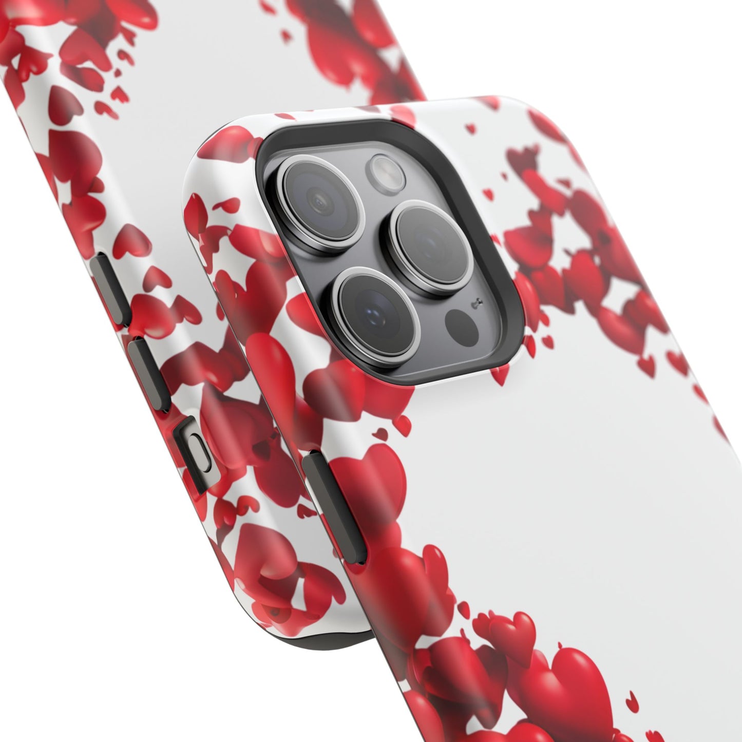 Heart-Shaped Heart Motif Magnetic Tough iPhone Case, Love Themed Phone Cover, Valentine's Day Gift,  Romantic Phone Case