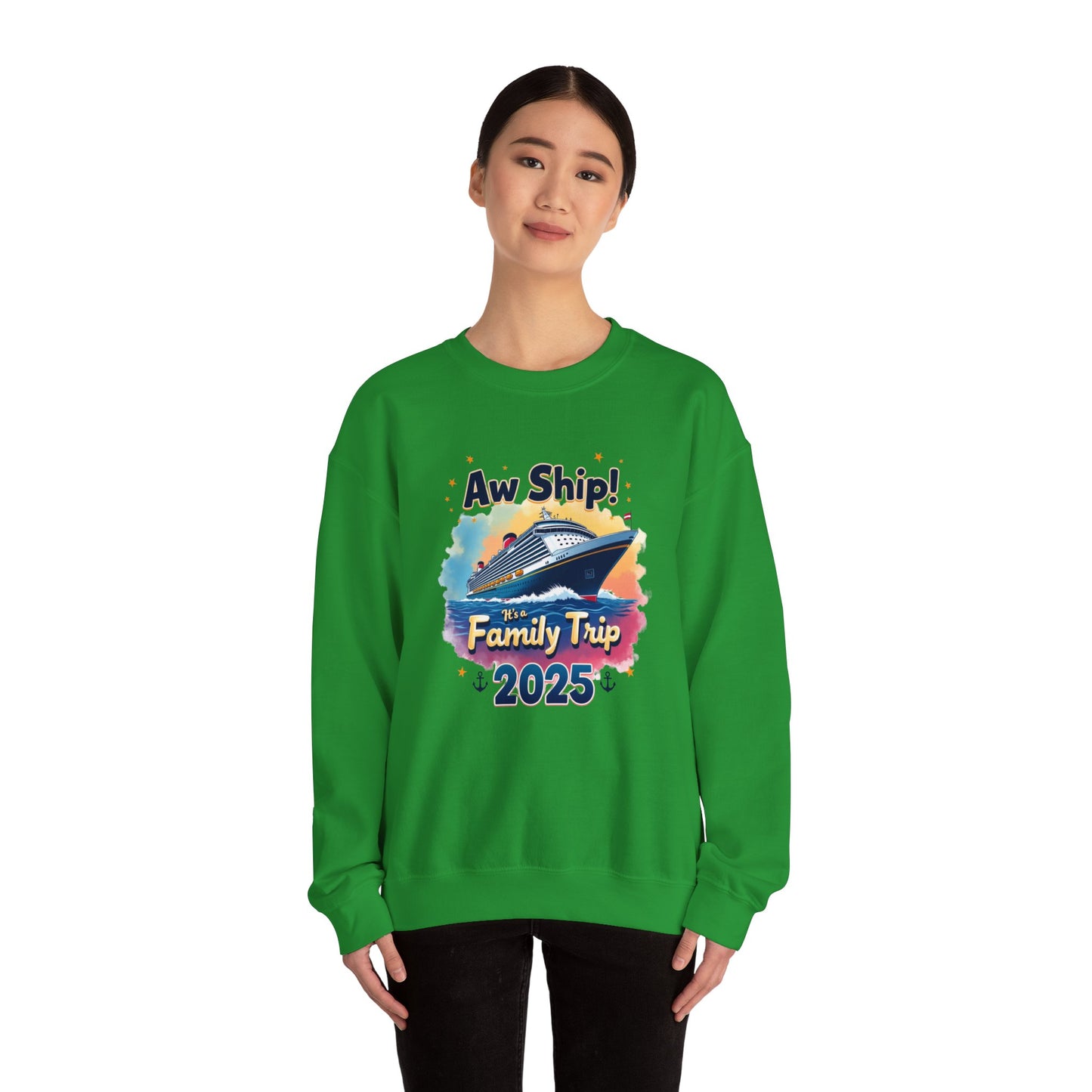 Aw Ship! Family Trip 2025 Unisex Crewneck Sweatshirt, Cruise