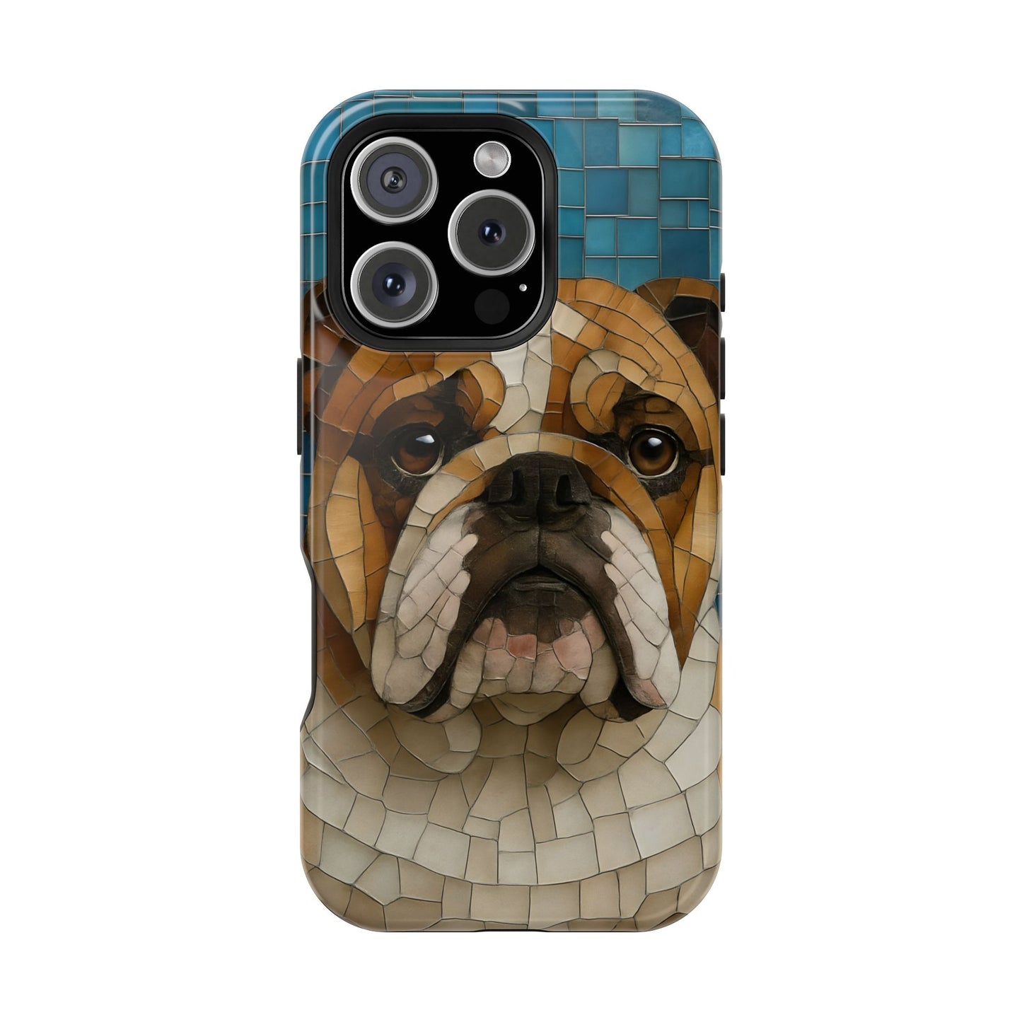 Bulldog Mosaic iPhone Charging Case - Pet Lover's Phone Cover, Dog-Inspired Gift, Unique Mobile Case, Customizable Dog Case, Animal Art Phone [...]