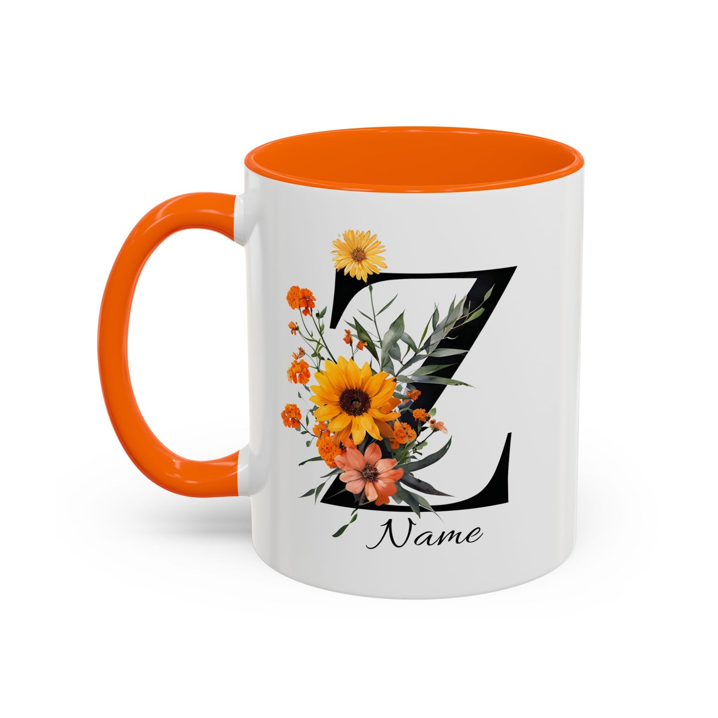 Personalized Floral Monogram - Letter Z - Elegant Accent Coffee Mug – Personalized Mothers Day Gift