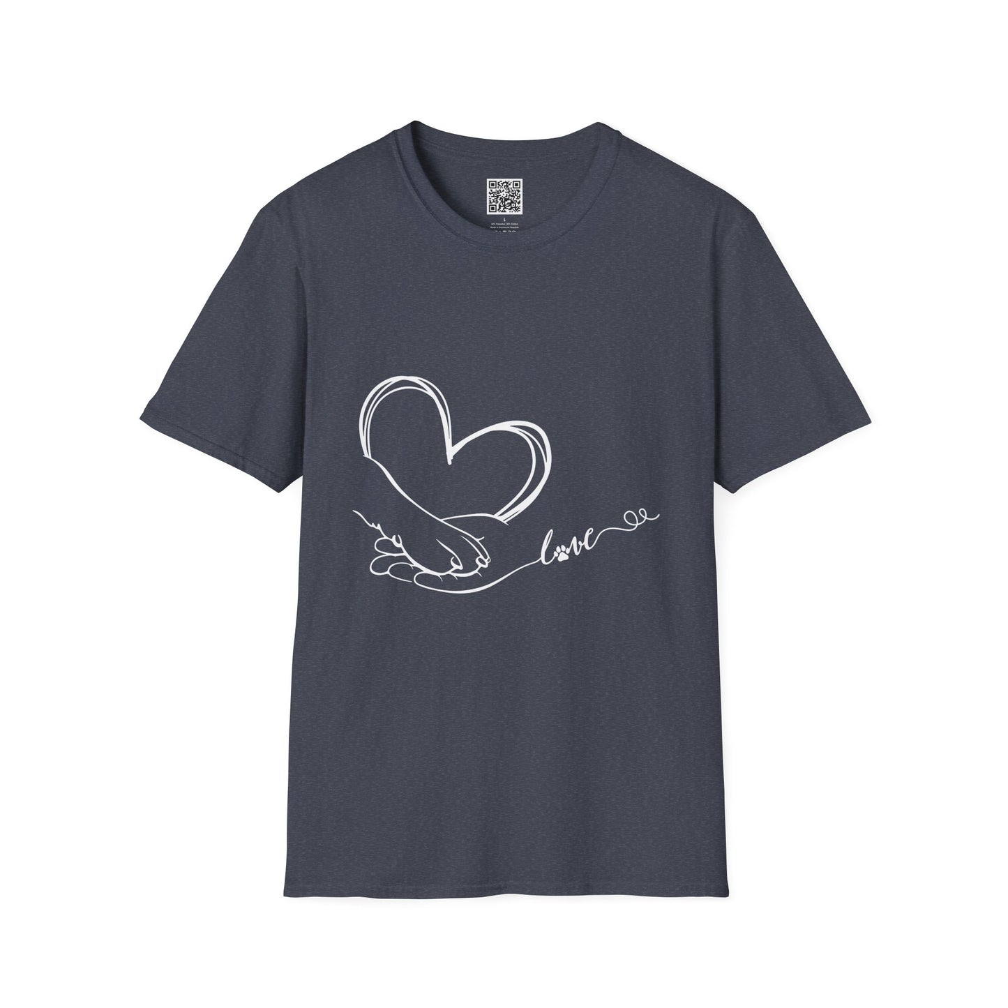 Paw in Hand Love Unisex Softstyle T-Shirt - Hand-Drawn Love Design