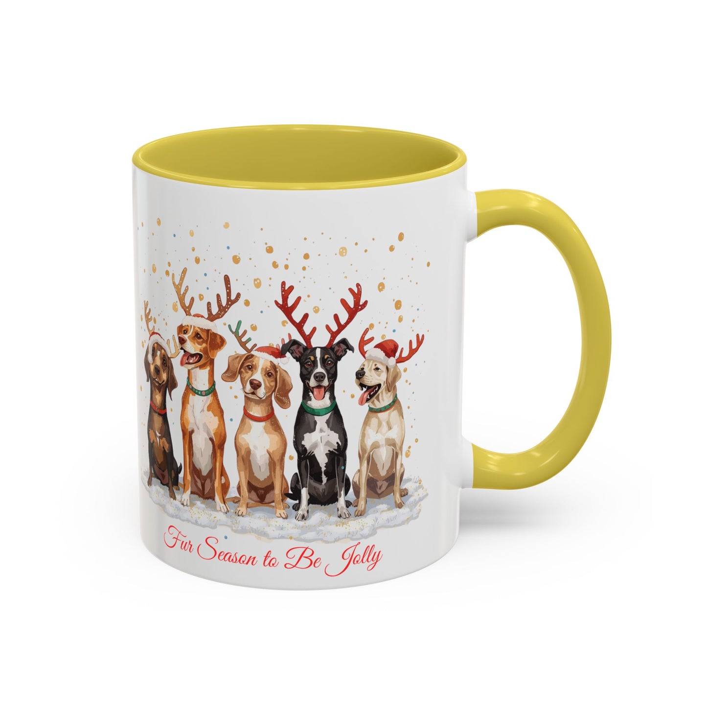 Colorful Holiday Mug with Festive Dogs, Dog Christmas Mug, Dog Mom Mug, Funny Christmas Dog, Merry Christmas