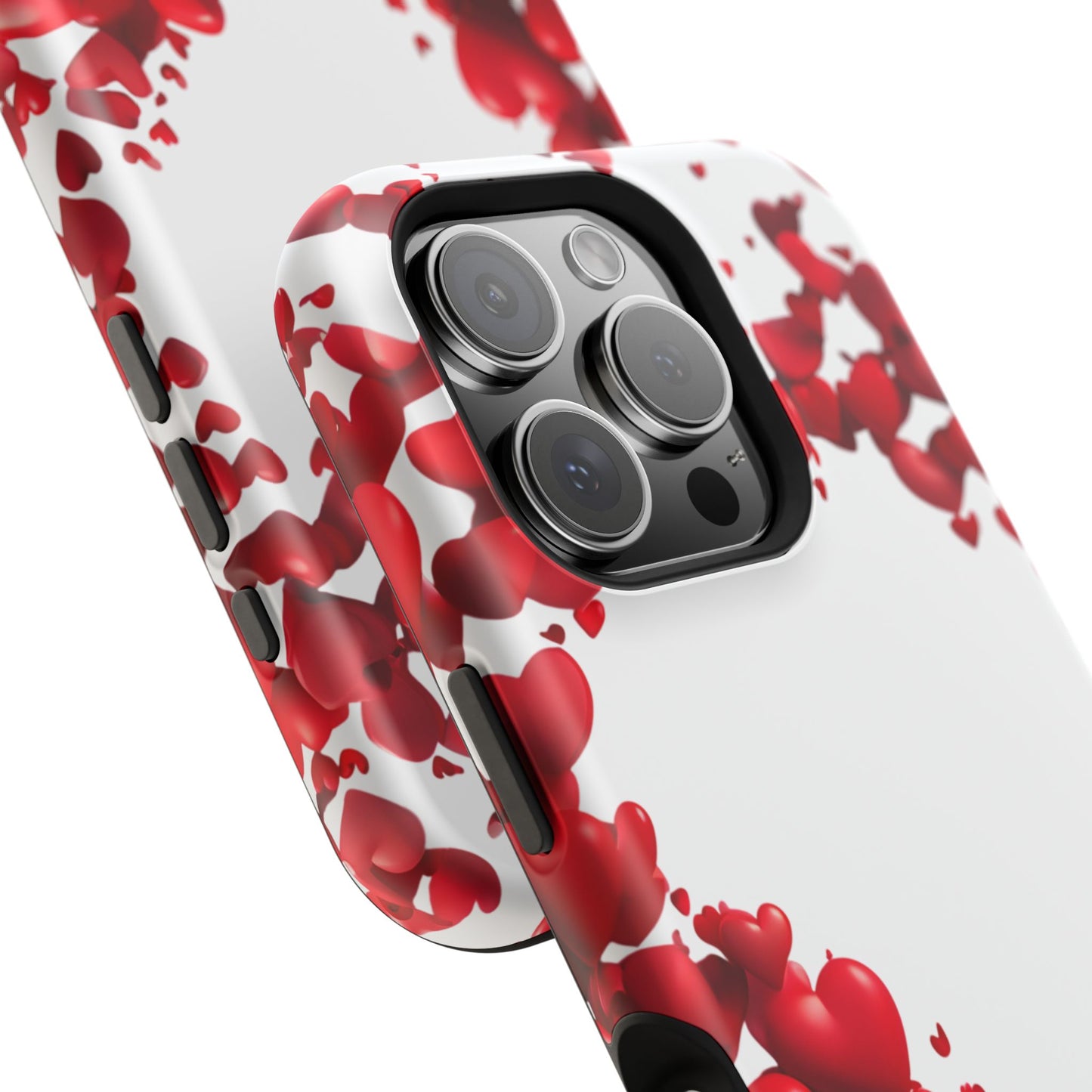 Heart-Shaped Heart Motif Magnetic Tough iPhone Case, Love Themed Phone Cover, Valentine's Day Gift,  Romantic Phone Case