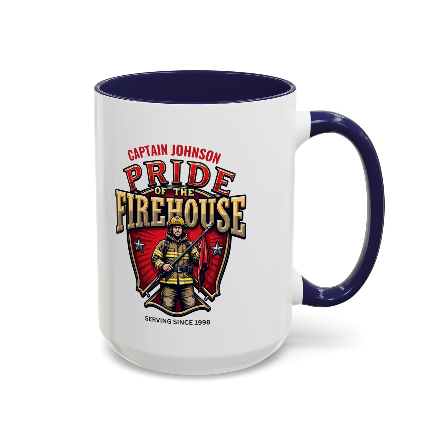 Personalized Pride of the Firehouse Shield Mug, Fire Department, Fire Fighter Gift, Firefighter Mug, Firefighter Dad Gift