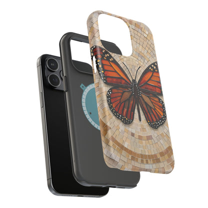 Monarch Butterfly Mosaic iPhone Case, Orange Butterfly Case, Artistic Phone Cover, Trendy iPhone Case, Wireless Charging Cover