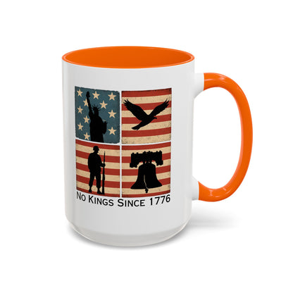 No Kings Since 1776 Coffee Mug, Fourth of July Gift, Retro American Flag Mug, Land of the Free, Military Veteran Gift