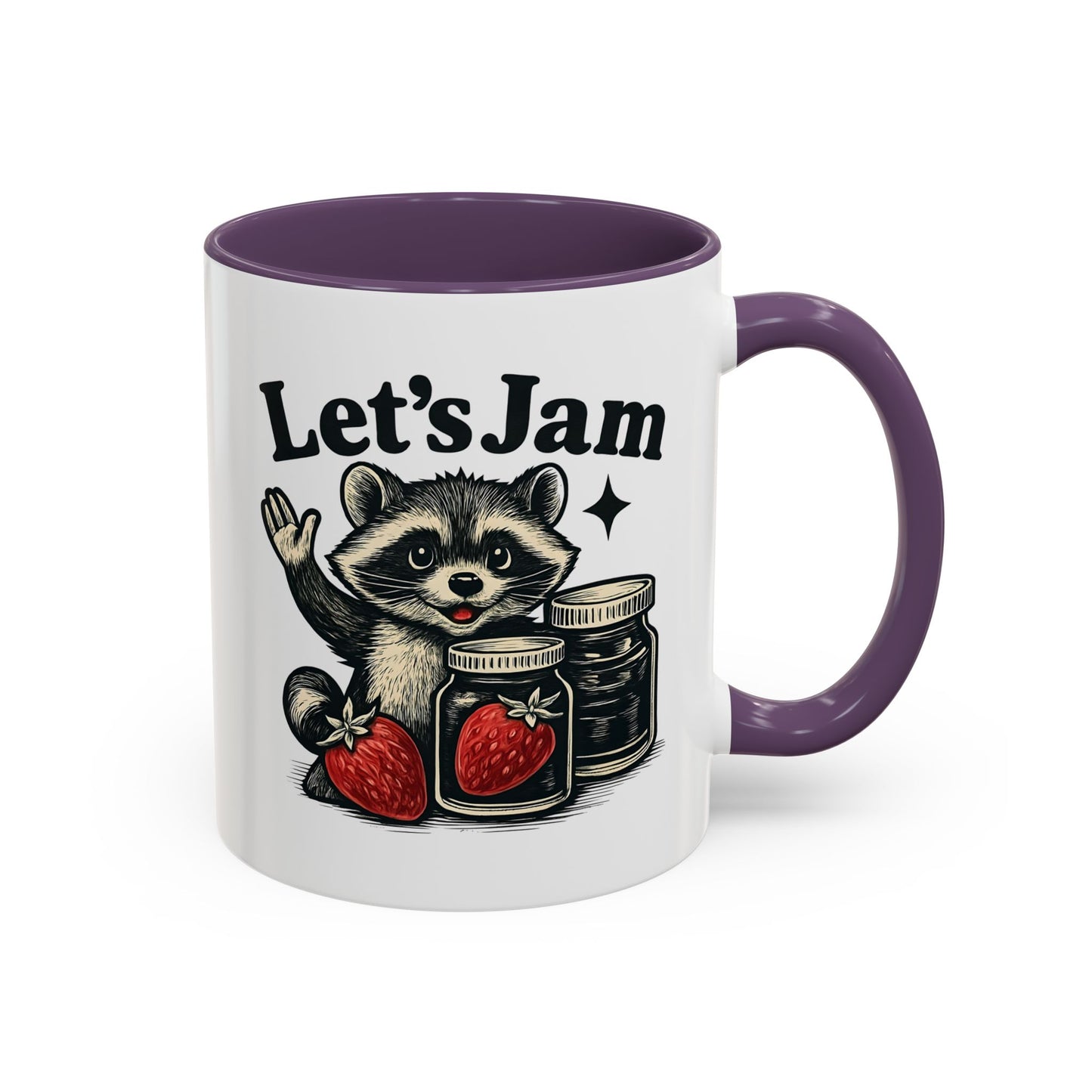 Let's Jam Raccoon Coffee Mug, Strawberry Mug, Cute Summer Mug, Raccoon Strawberry Mug, Funny Raccoon Mug, Trending Now