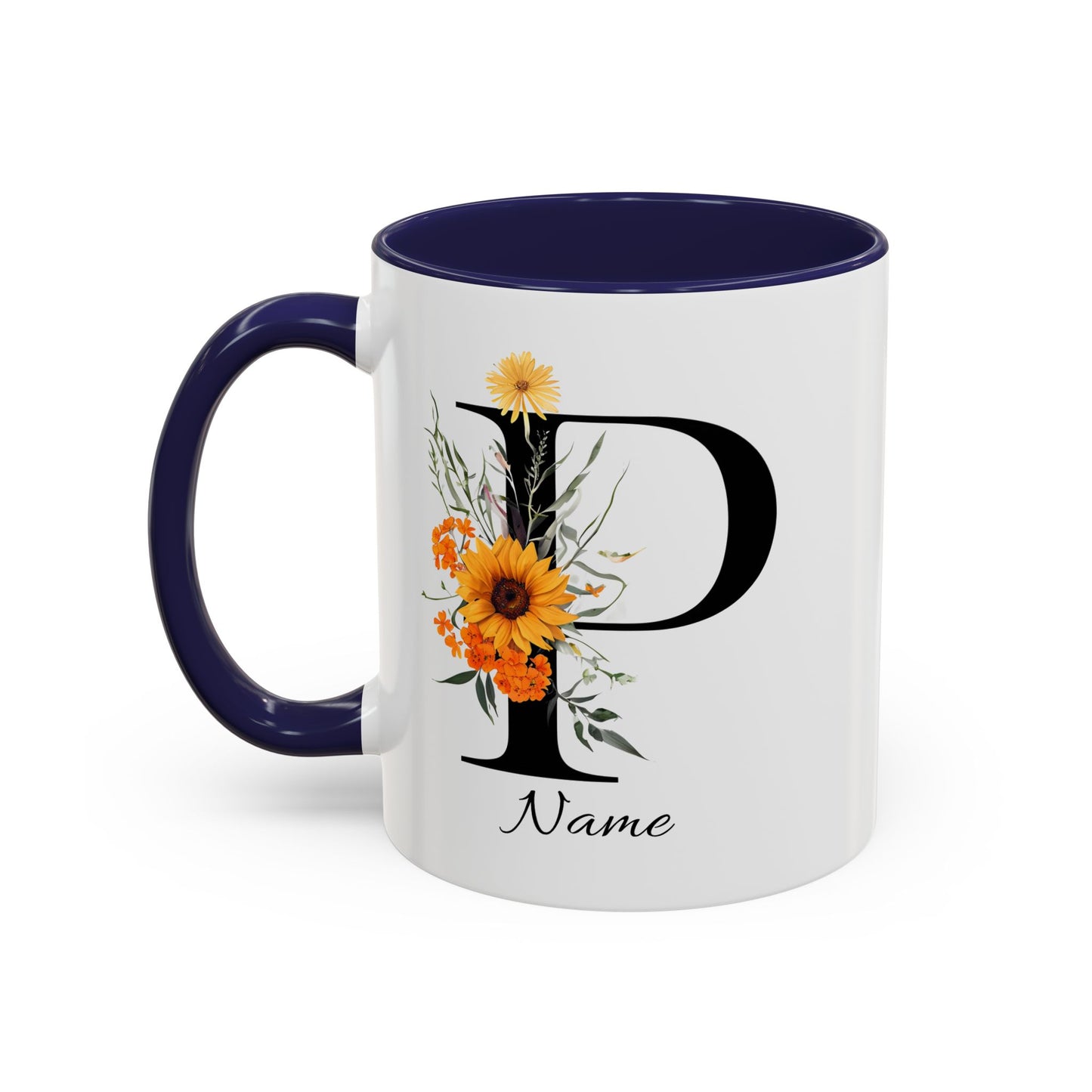 Personalized Floral Monogram - Letter P - Elegant Accent Coffee Mug – Personalized Mothers Day Gift