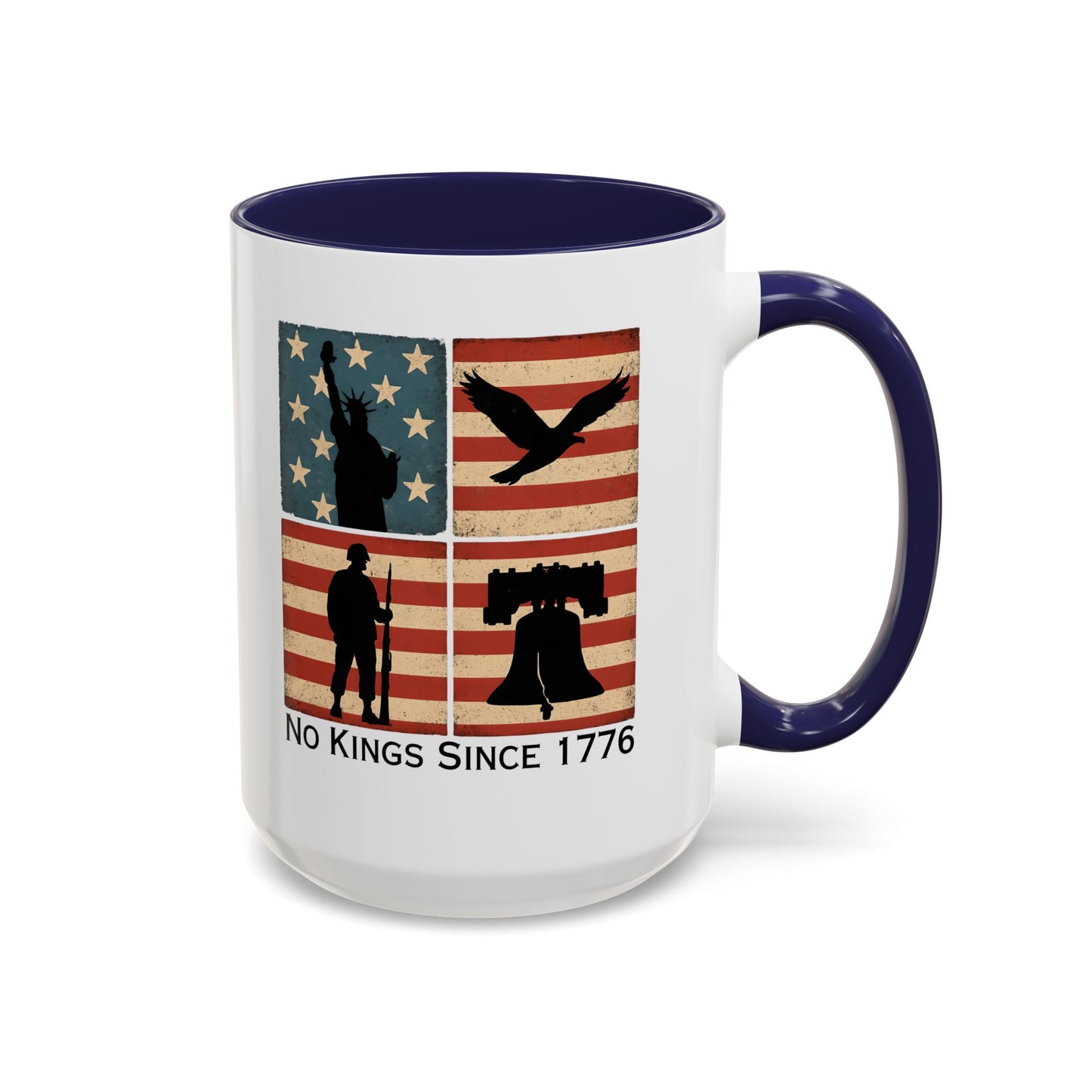 No Kings Since 1776 Coffee Mug, Fourth of July Gift, Retro American Flag Mug, Land of the Free, Military Veteran Gift