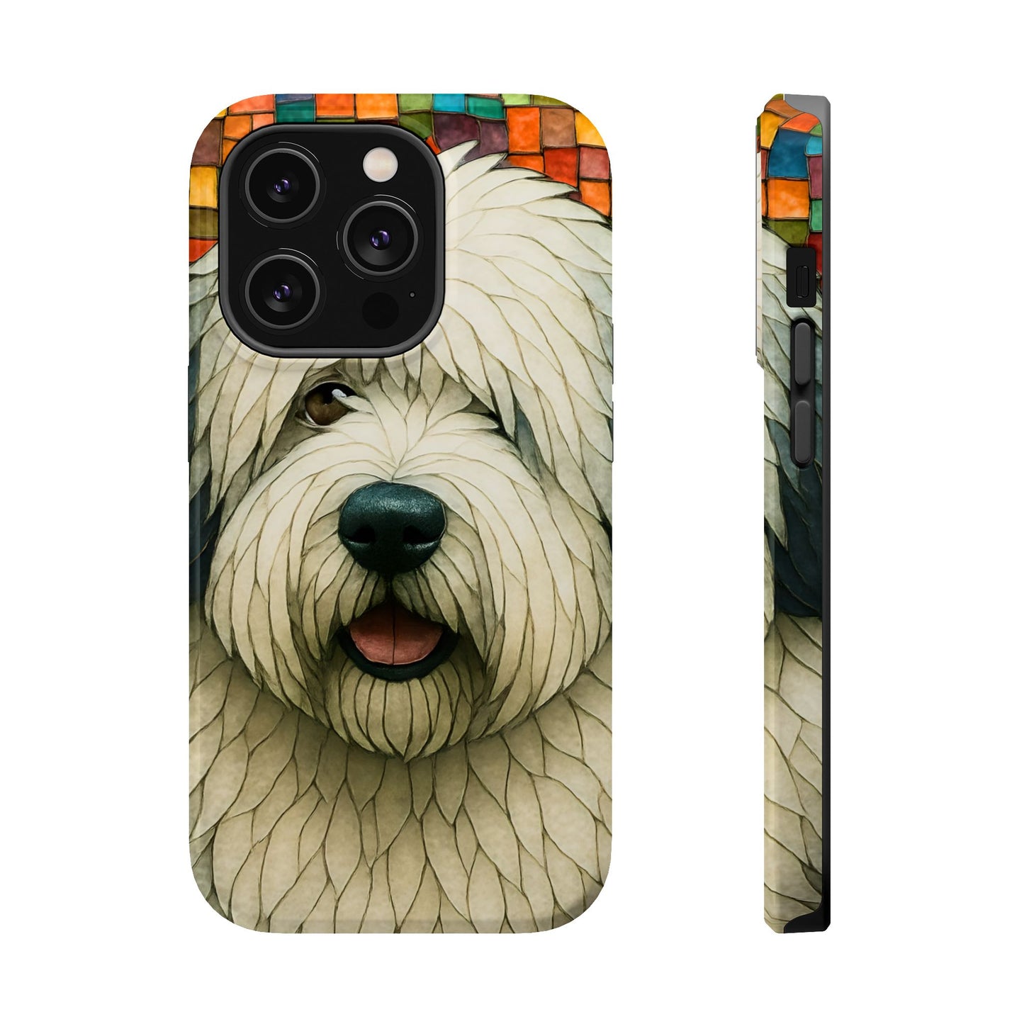 Old English Sheepdog Mosaic Phone Case, English Sheepdog iPhone Case, Dog Phone Case, Dog Lover Gift, Cute Dog Cover