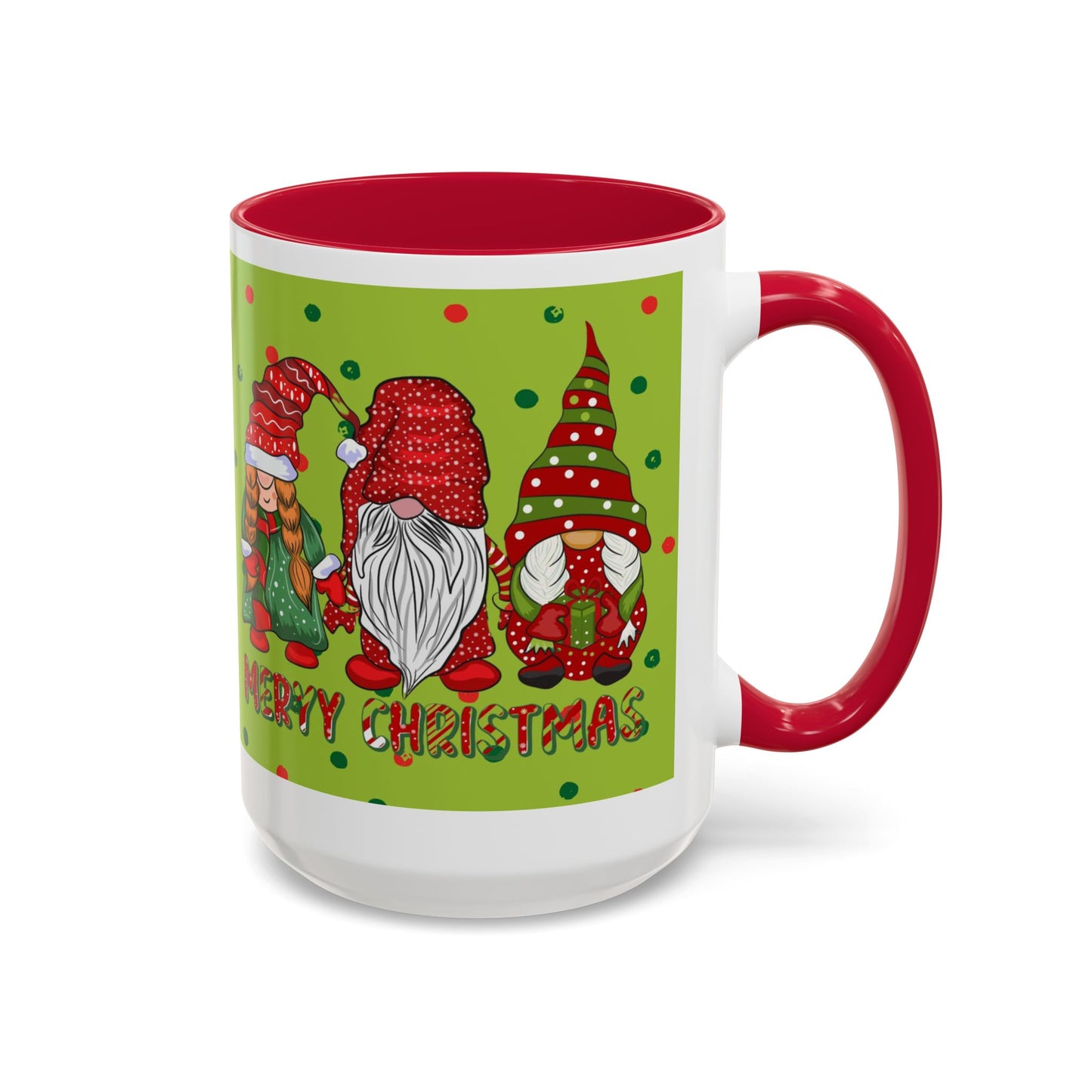 Merry Christmas Gnom Trio. Gnome Mug, Green Holiday Coffee Cup, Festive Hot Cocoa Mug, Cute Gnome Lover Gift, Cozy Winter Christmas Drinkware