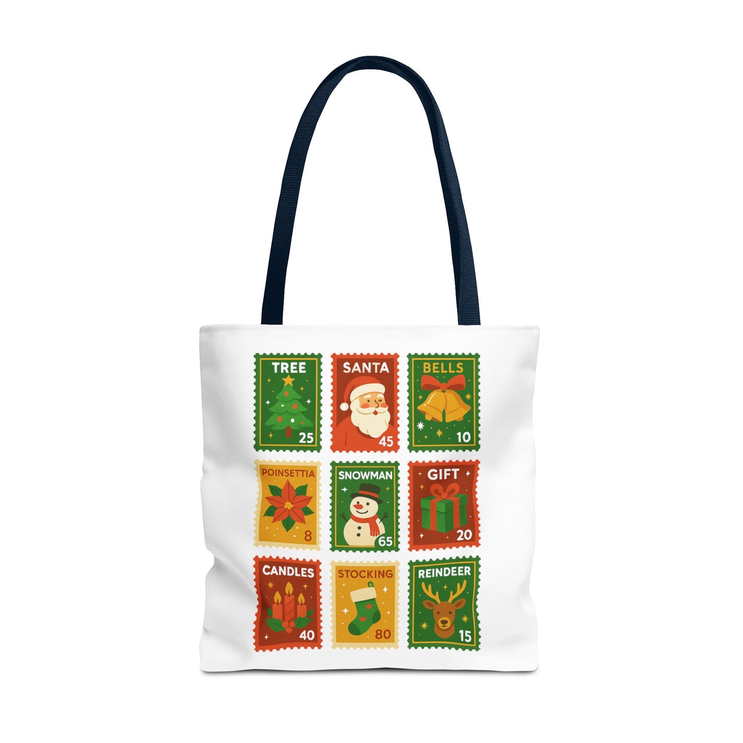 Festive Holiday Stamp Tote Bag, Xmas Gift Bag, Holiday Tote Bag, Custom Christmas Bag, Party Favor Gift Bag, Unique Gift Bag