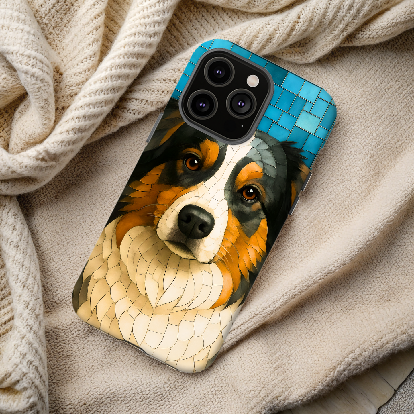 Australian Shepherd Mosaic Phone Case, iPhone Dog Case, Dog Lover Gift, Shepherd Dog Cover, Dog Phone Protector