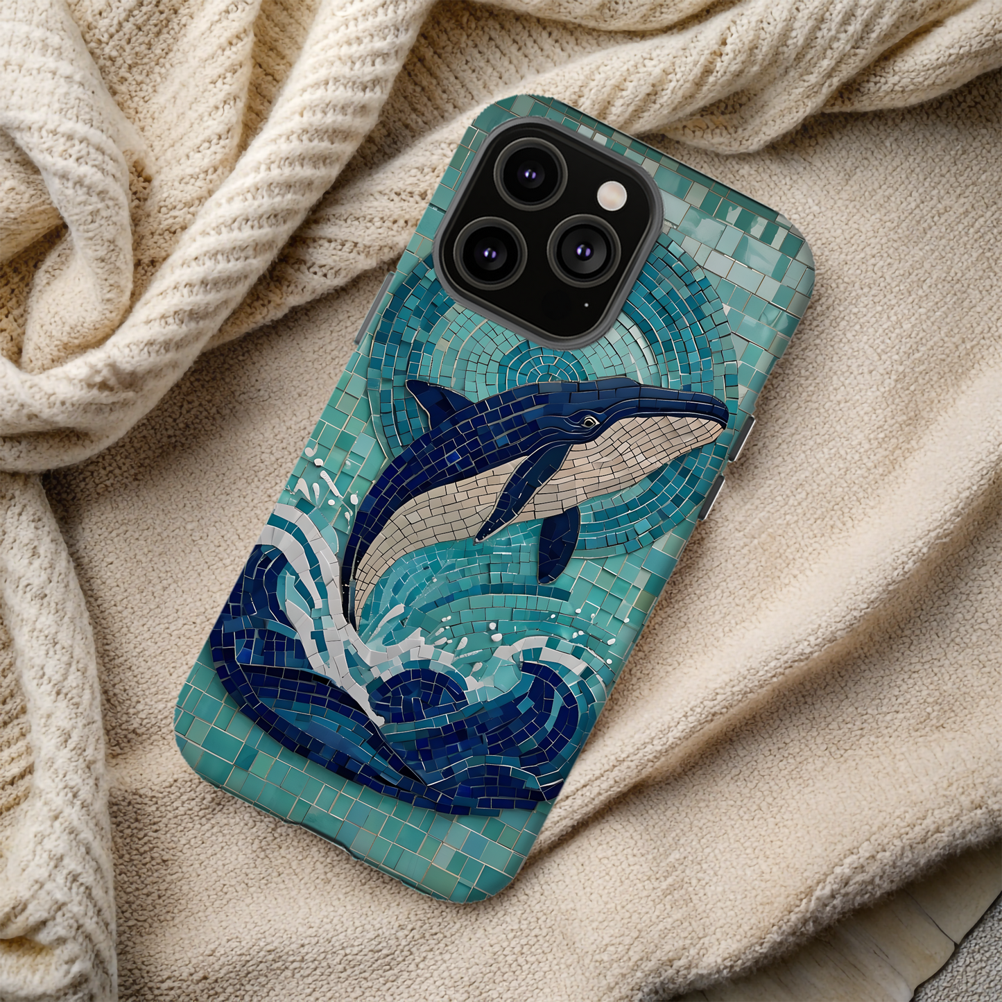 Whale Watching Mosaic iPhone Case, Whale Art, Unique Phone Case, Humpback Whale, Whale Gift, Marine Biology, Whale Watcher