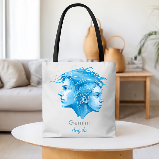 Gemini Zodiac Personalized Tote Bag, Astrology Lover Gift, Artistic Tote Bag, Gemini Birthday Gift, Trendy Tote
