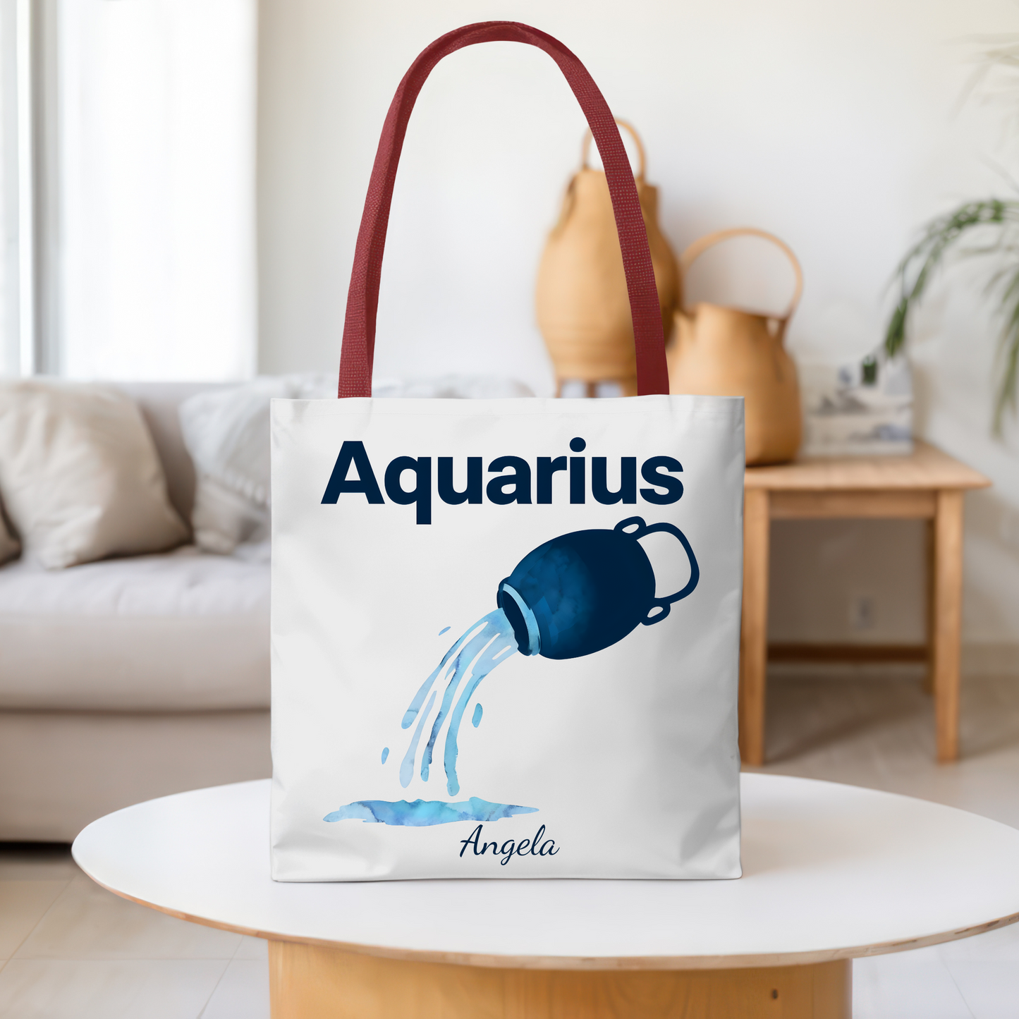 Aquarius Zodiac Personalized Tote Bag, Astrology Lover, Trendy Tote Bag, Aquarius Birthday Gift, Weekender Bag
