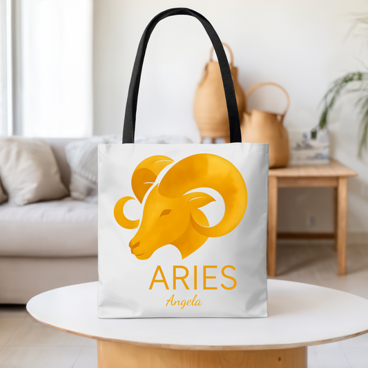 Aries Zodiac Personalized Tote Bag, Artistic Tote Bag, Astrology Bag, Unique Tote Bag, Aries Birthday Gift