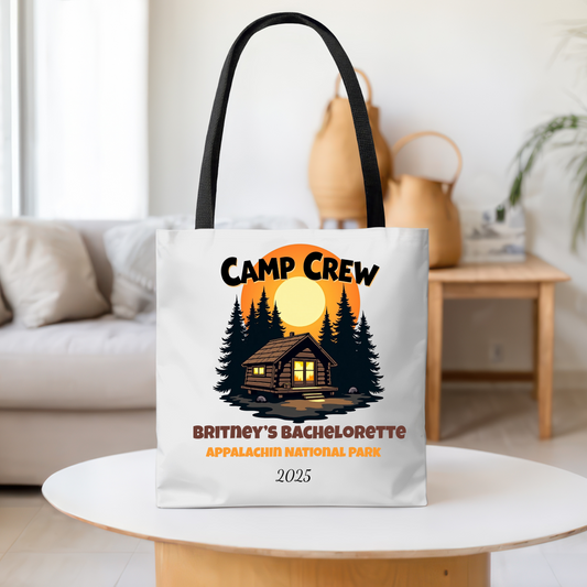 Bachelorette Camp Crew Tote Bag, Bride Beach Bag, Camp Bride, Camping Bach, Bridal Tote Bag, Custom Beach Bag