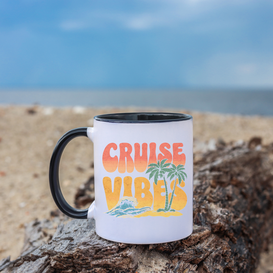 Cruise Vibes Accent Coffee Mug, Cruise Gifts, Royal Caribbean, Disney Cruise Line, Travel Mode, Birthday Cruise Mug