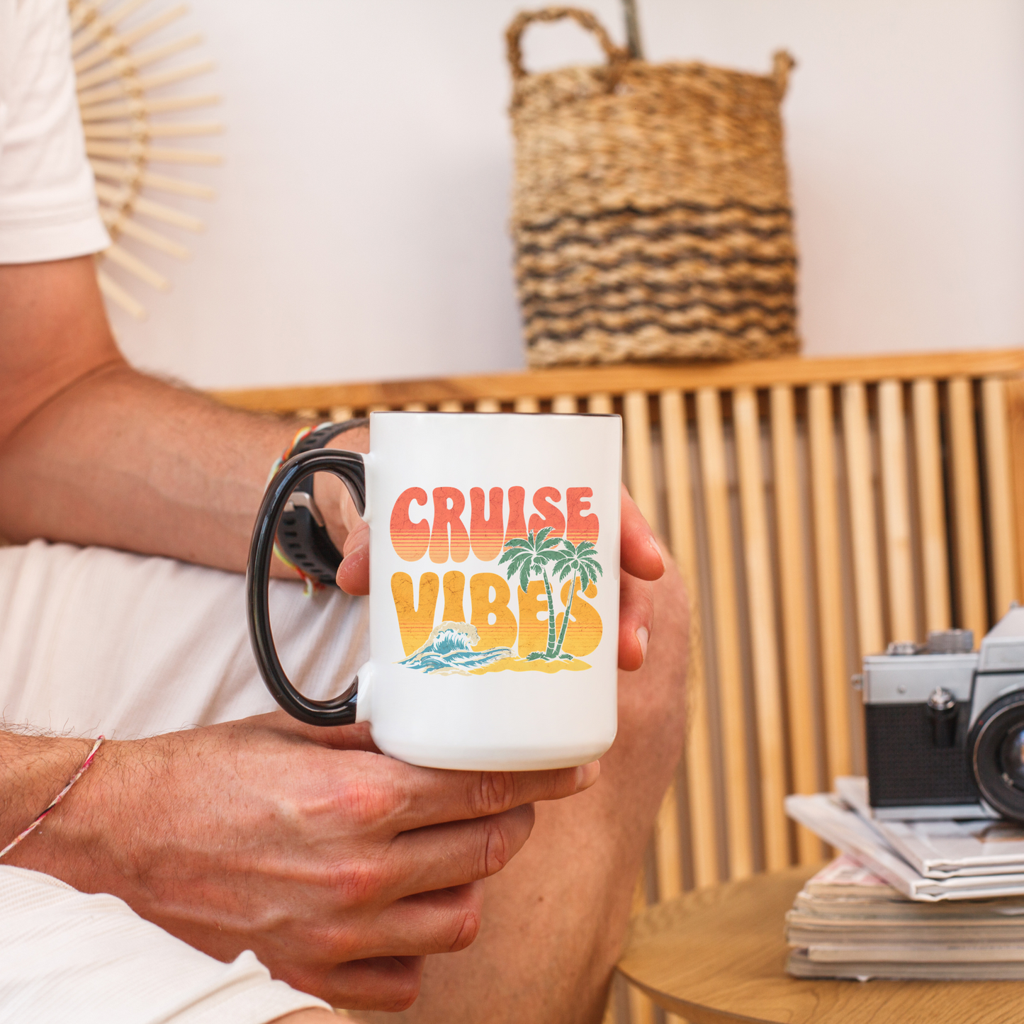 Cruise Vibes Accent Coffee Mug, Cruise Gifts, Royal Caribbean, Disney Cruise Line, Travel Mode, Birthday Cruise Mug