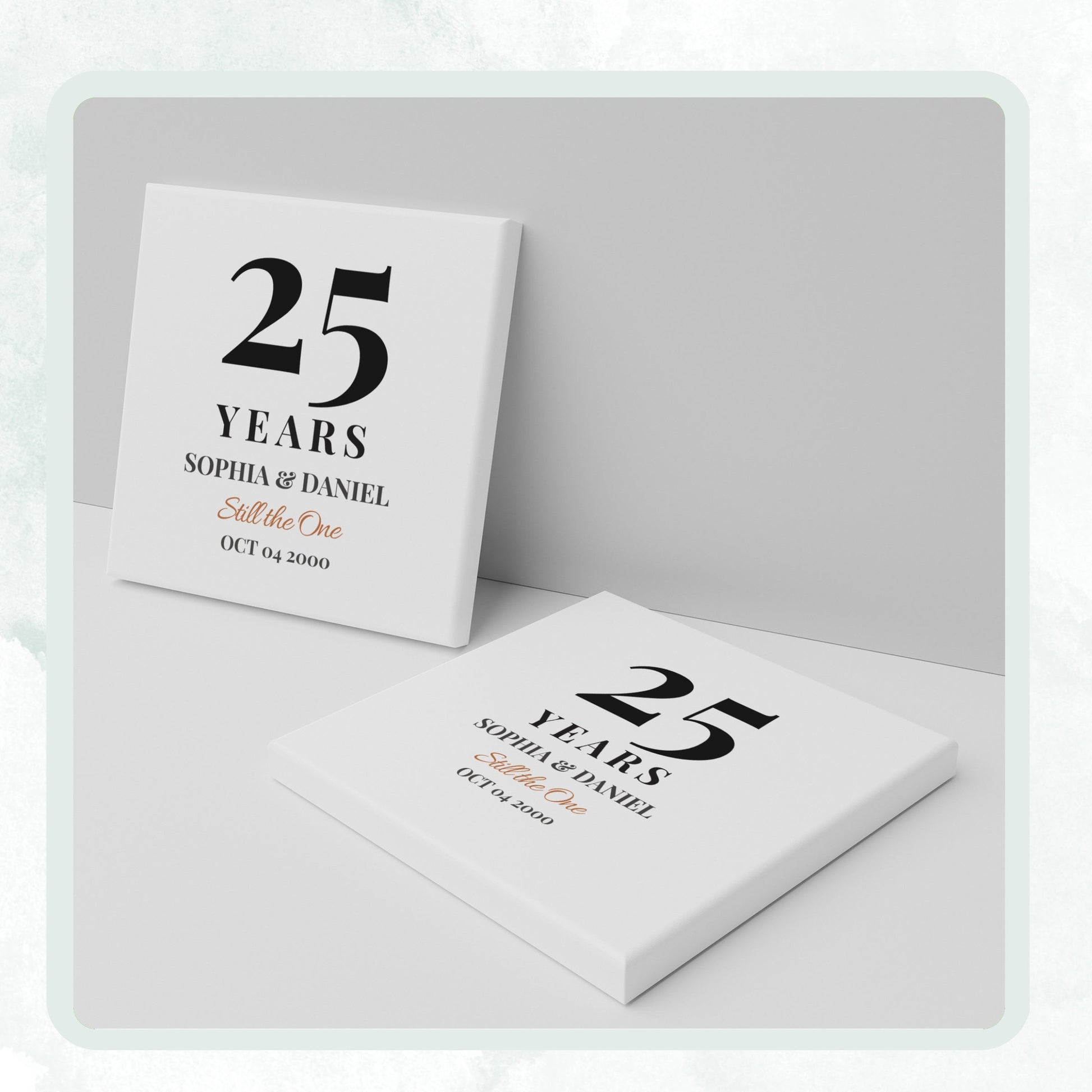 Anniversary personalized square ceramic coaster, Bold Retro / Graphic — image 7 of 13