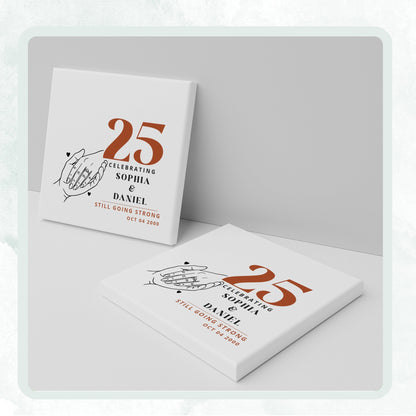 Anniversary personalized square ceramic coaster, Bold Retro / Graphic — image 9 of 13