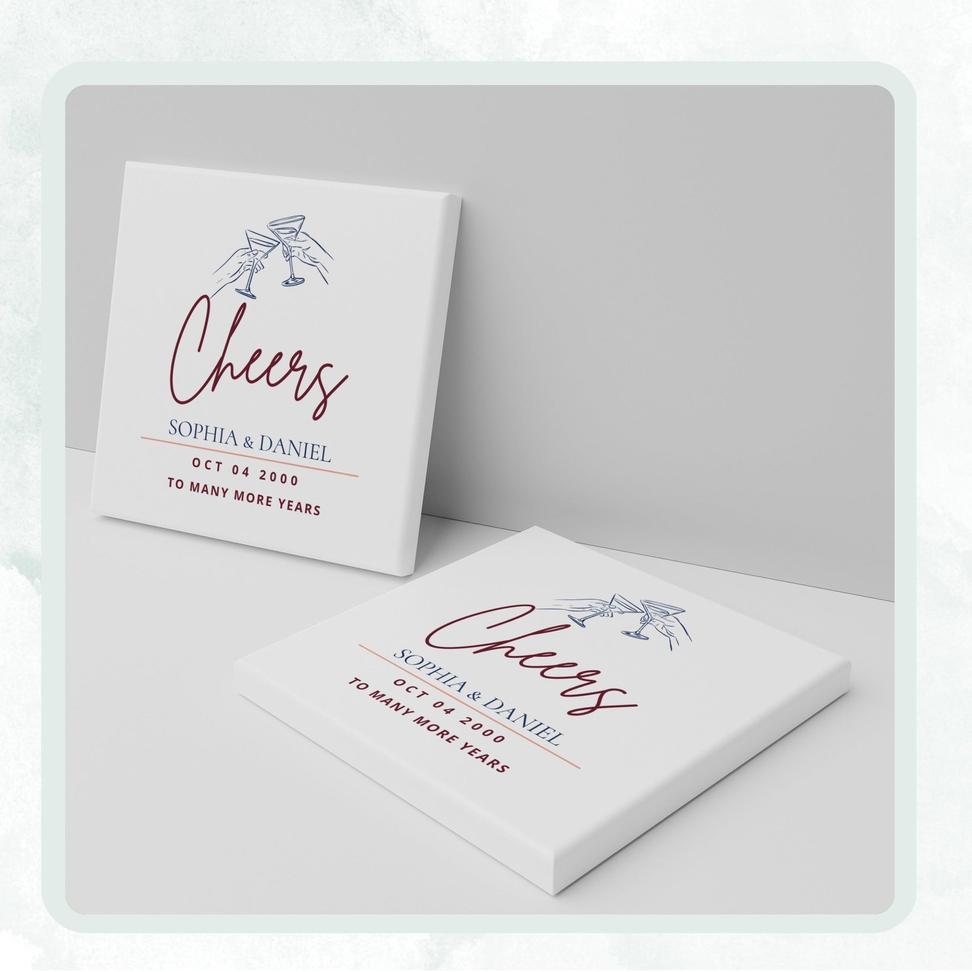 Anniversary personalized square ceramic coaster, Bold Retro / Graphic — image 10 of 13