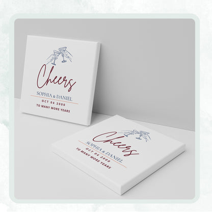 Anniversary personalized square ceramic coaster, Bold Retro / Graphic — image 10 of 13