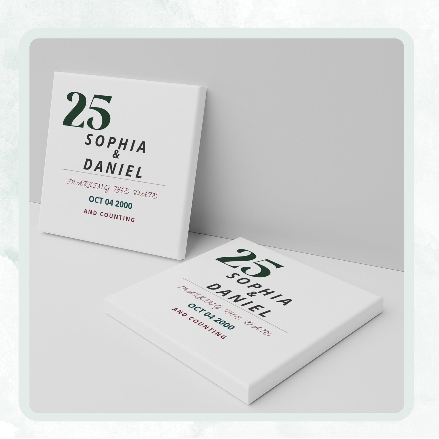 Anniversary personalized square ceramic coaster, Bold Retro / Graphic — image 12 of 13