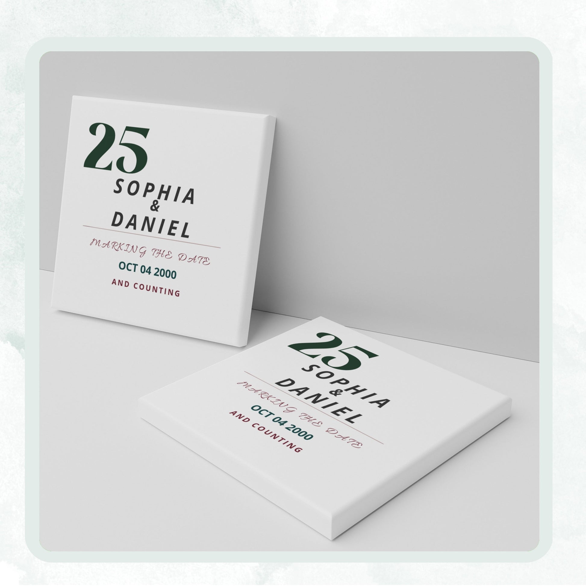Anniversary personalized square ceramic coaster, Bold Retro / Graphic — image 12 of 13