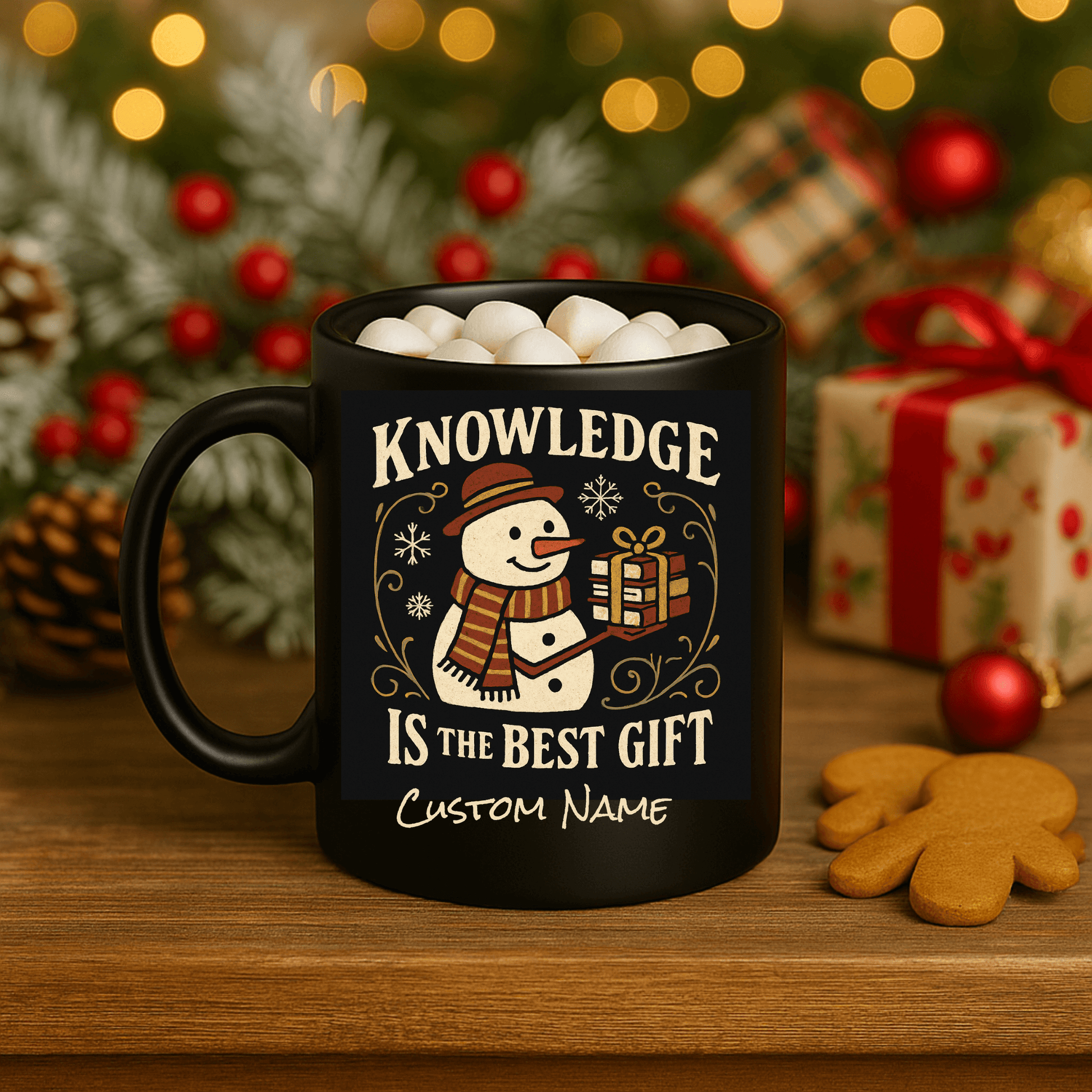 Custom Teacher Holiday Mug featuring snowman design, perfect gift for teachers during the holiday season.