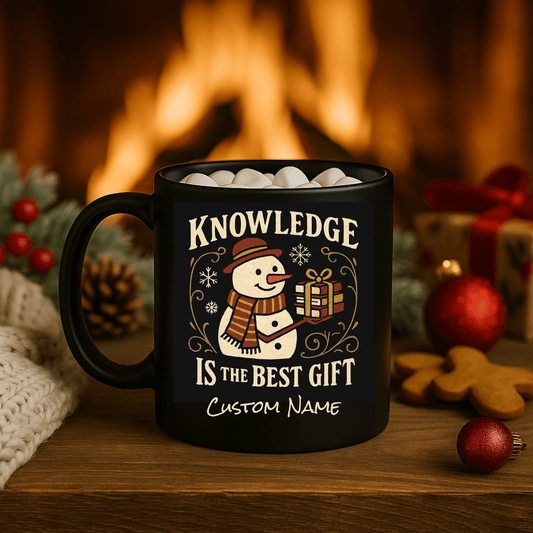 Custom Teacher Holiday Mug featuring snowman design, perfect gift for teachers during the holiday season.