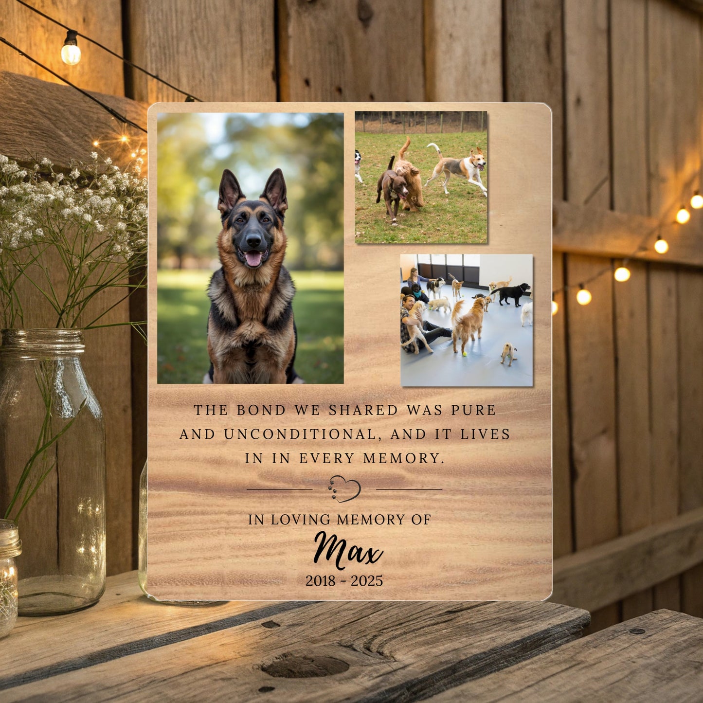 Personalized Dog Memorial Picture Frame: Pet Memorial Gifts, Custom Pet Loss Keepsake, Pet Sympathy Plaque, Pet Remembrance, Pet Bereavement