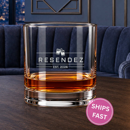 Refined Name Bar personalized engraved whiskey glass — image 1
