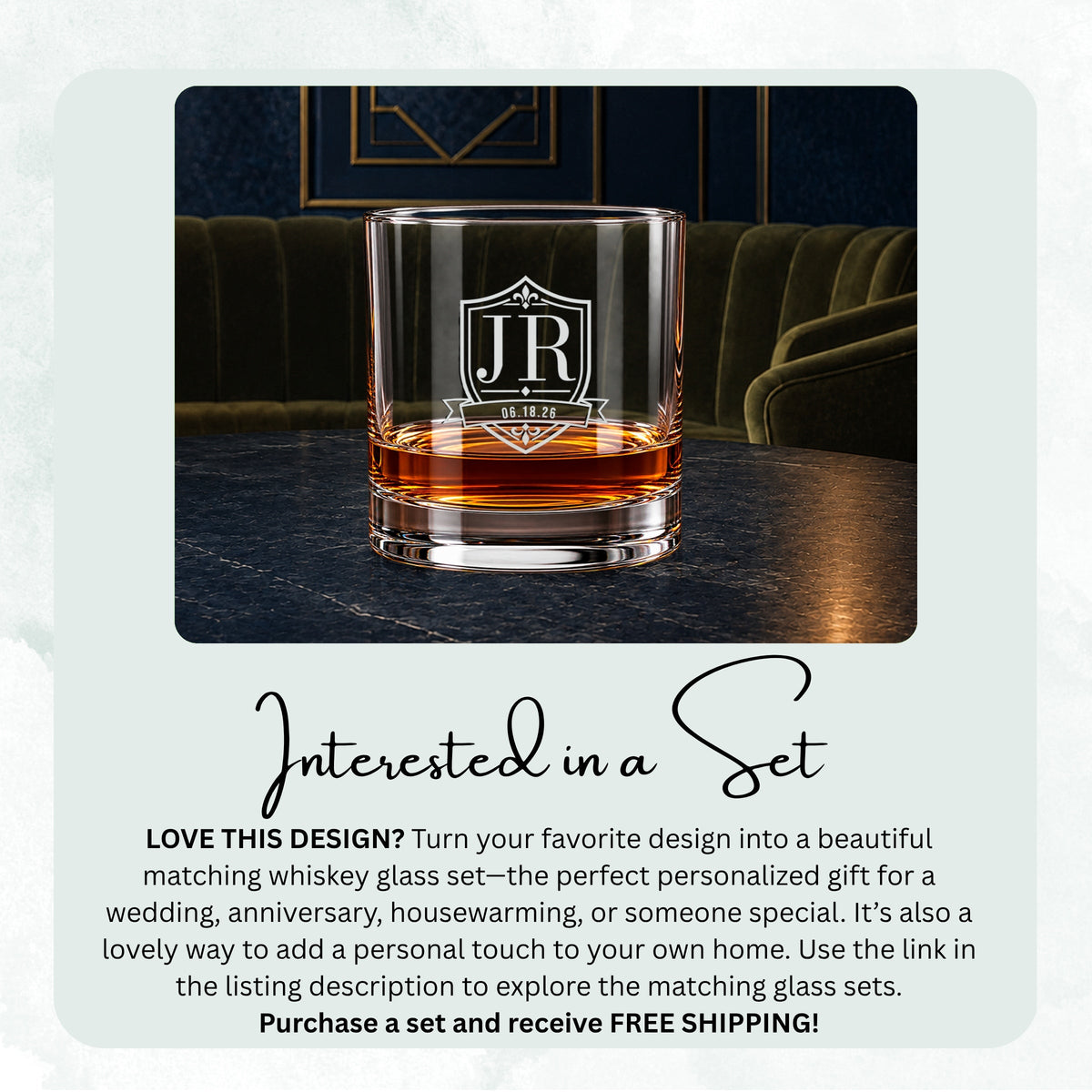 House Crest personalized engraved whiskey glass — image 5
