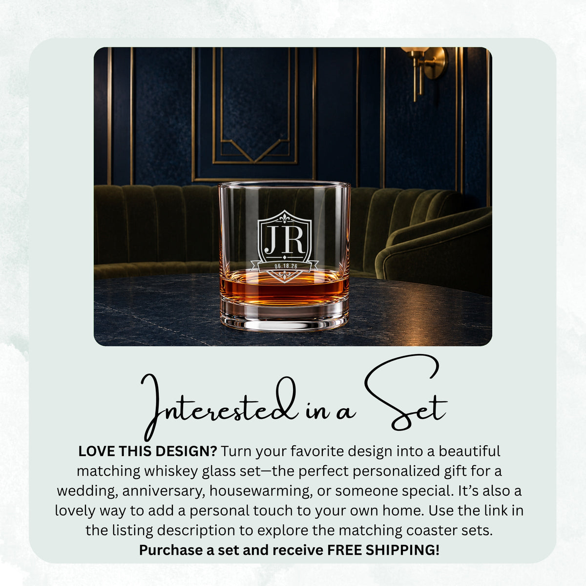 House Crest personalized engraved whiskey glass — image 8