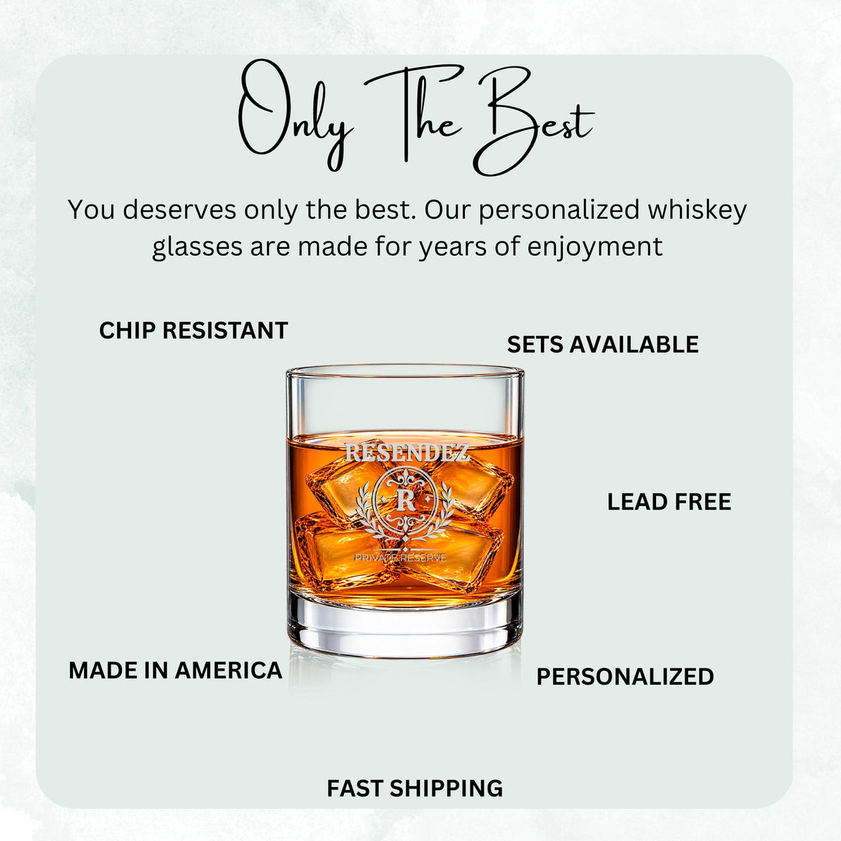 Ornamental Mark personalized engraved whiskey glass — image 4