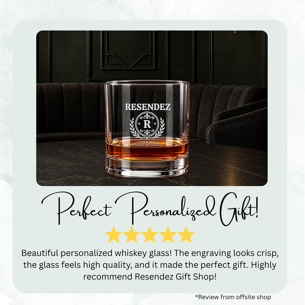 Ornamental Mark personalized engraved whiskey glass — image 9
