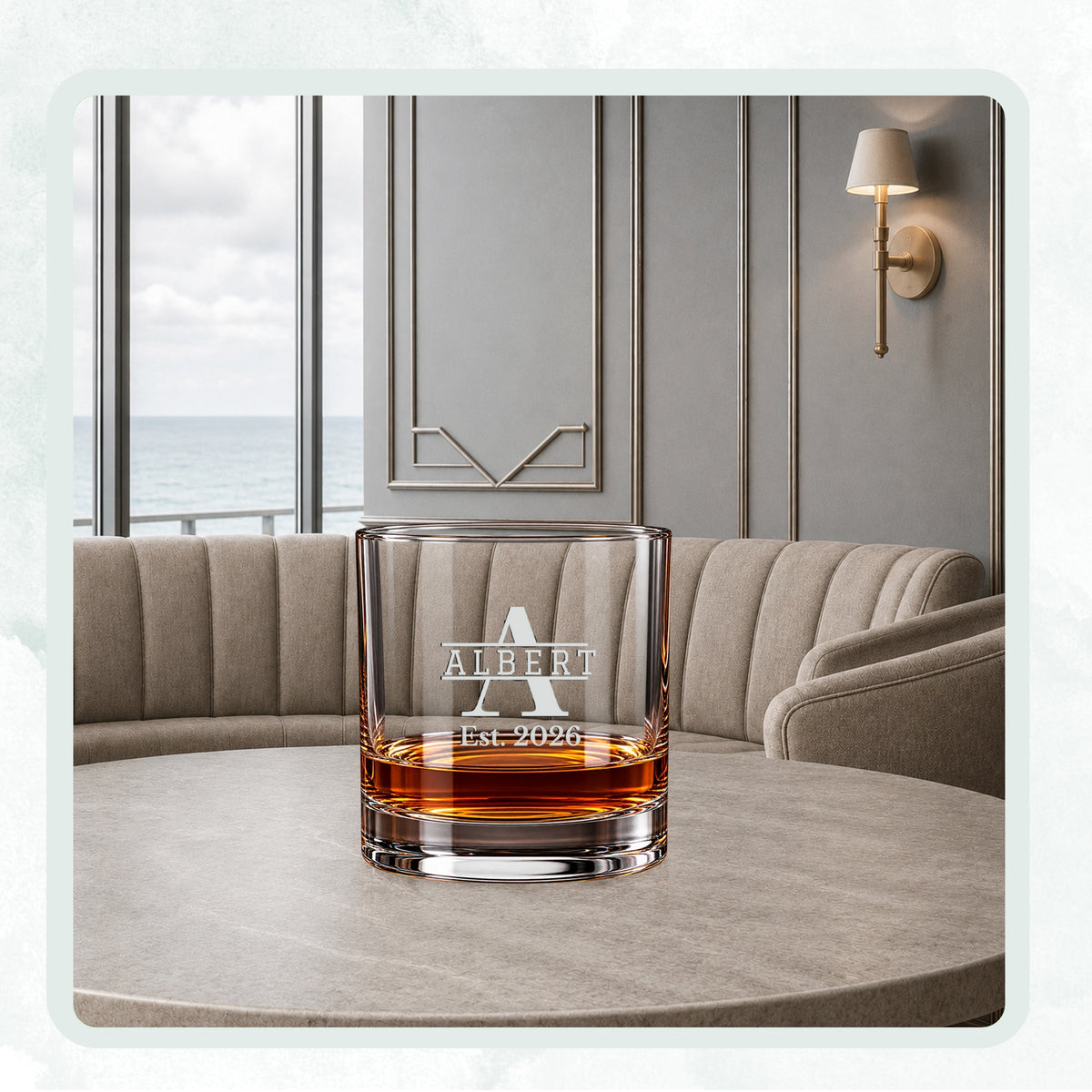 Ornamental Mark personalized engraved whiskey glass — image 6