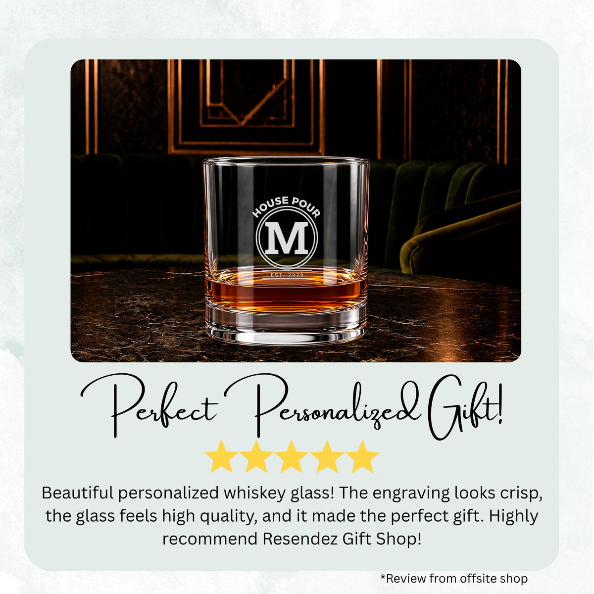 Engraved whiskey glass featuring the Initial Emblem design, image 6 of 17