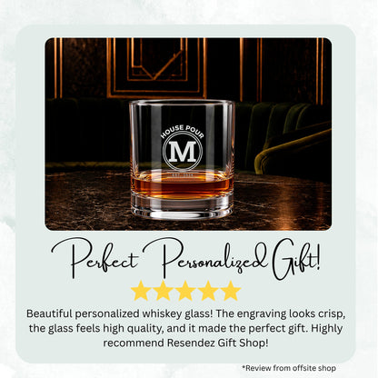 Engraved whiskey glass featuring the Initial Emblem design, image 6 of 17