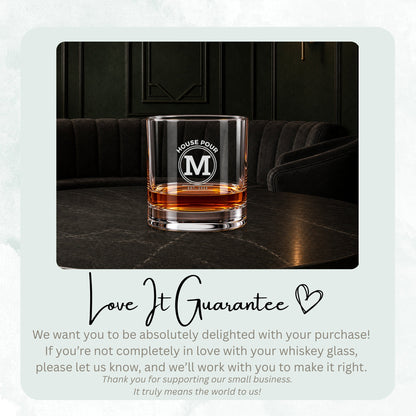 Engraved whiskey glass featuring the Initial Emblem design, image 8 of 17