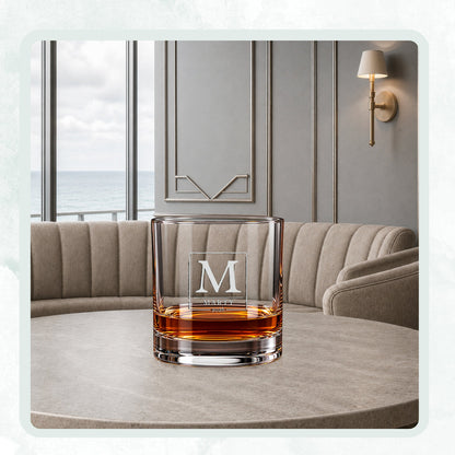 Engraved whiskey glass featuring the Initial Emblem design, image 9 of 17