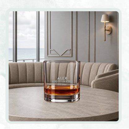 Engraved whiskey glass featuring the Initial Emblem design, image 10 of 17