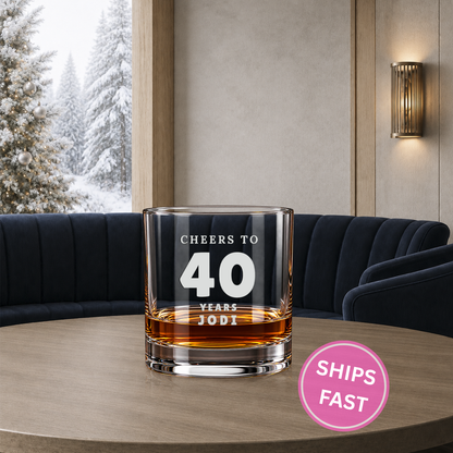 Milestone Numeral Toast engraved whiskey glass