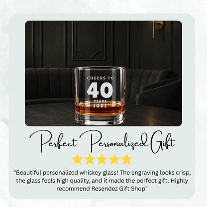 Milestone Numeral Toast engraved whiskey glass