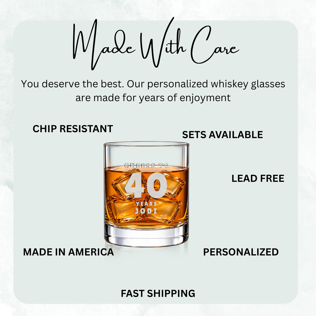 Milestone Numeral Toast engraved whiskey glass