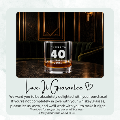 Milestone Numeral Toast engraved whiskey glass